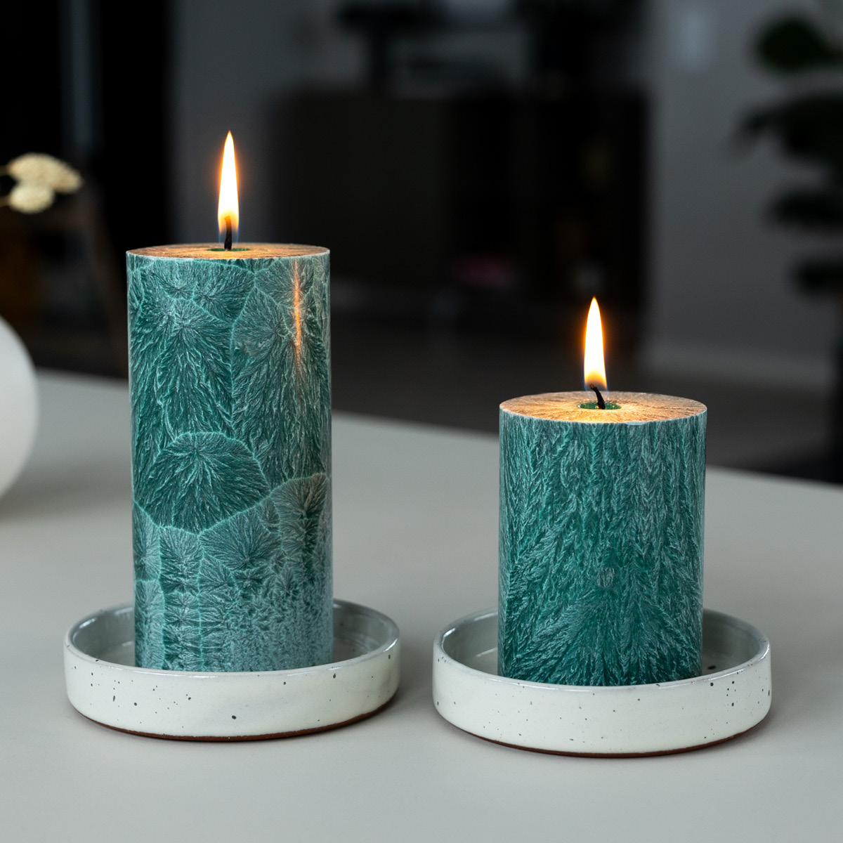 Liljeholmens Shea blockljus 6,7x15 cm grön