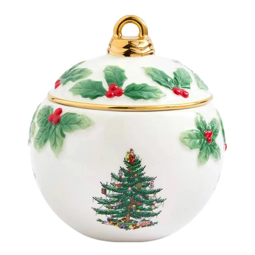 Christmas Tree godteriskål med lokk julekule 13 cm