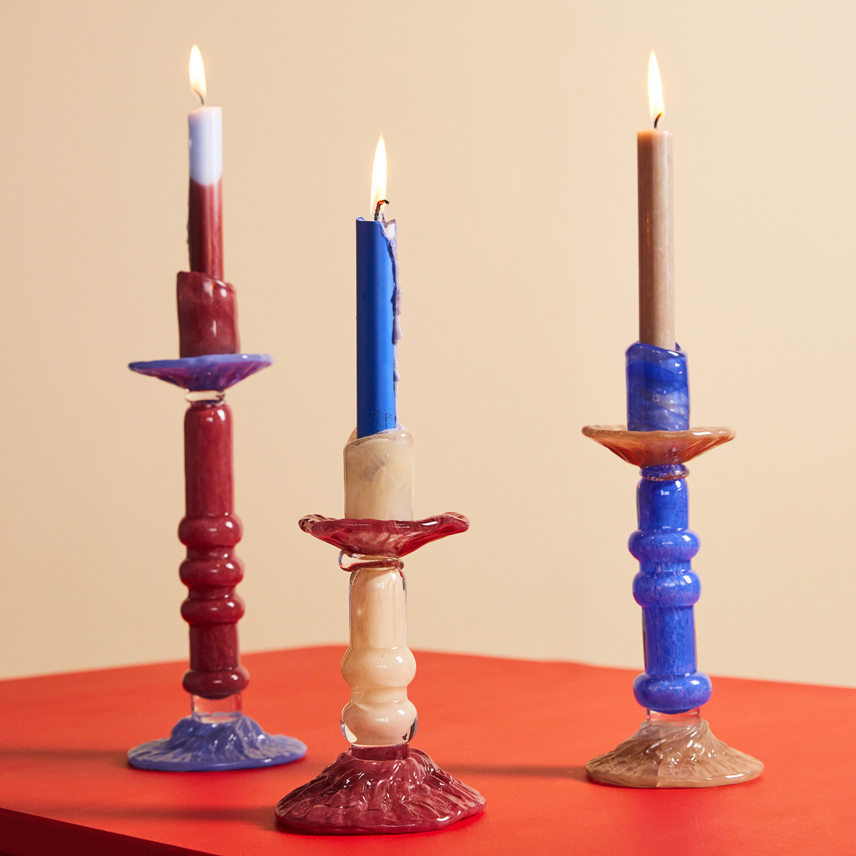 ByOn Lara Kynttilänjalka 12x32 cm Viininpunainen