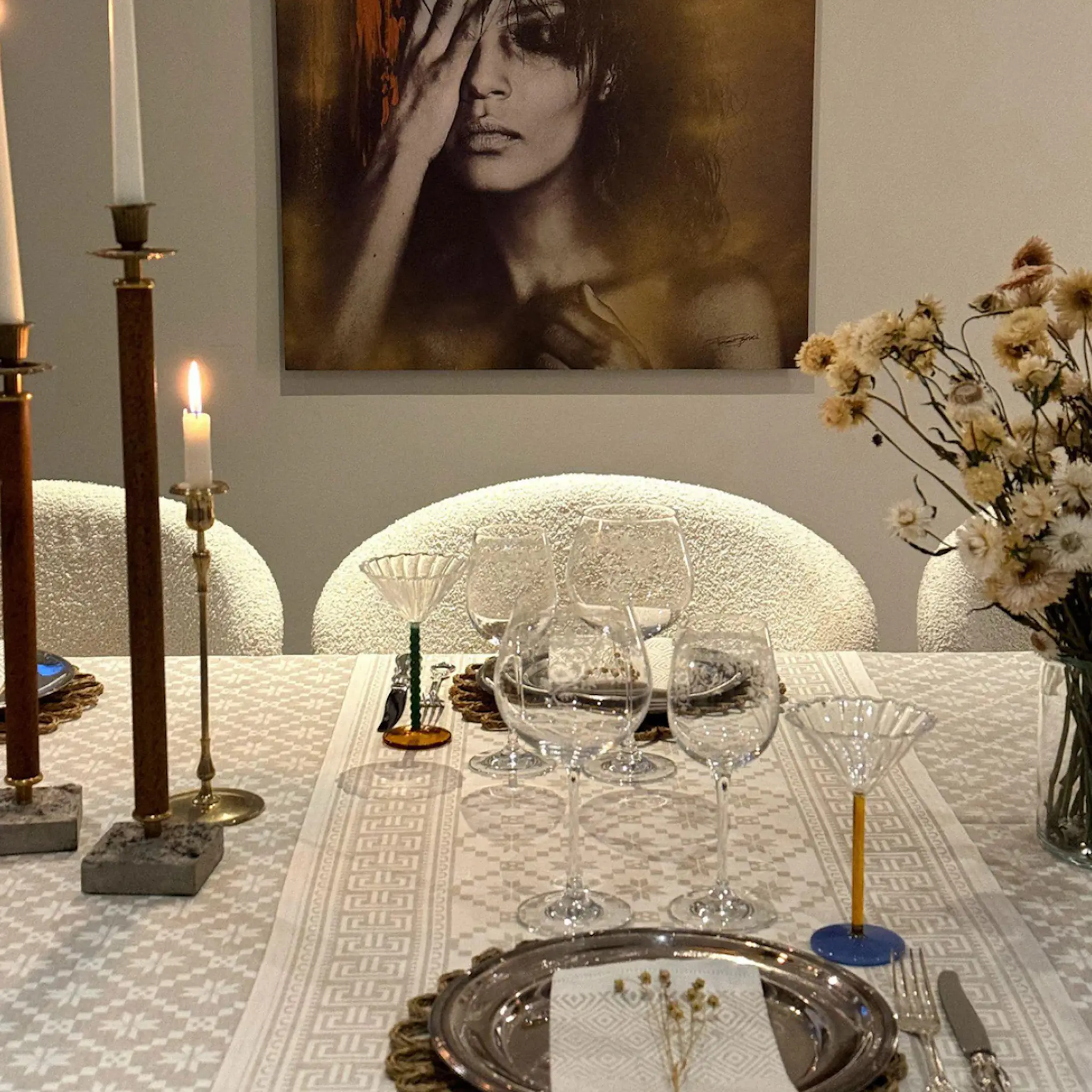 Ekelund Åttebladrose bordbrikke 35x48 cm beige