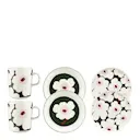 Unikko middagsset 6 delar 25 cl vit/mörkgrön/rosa