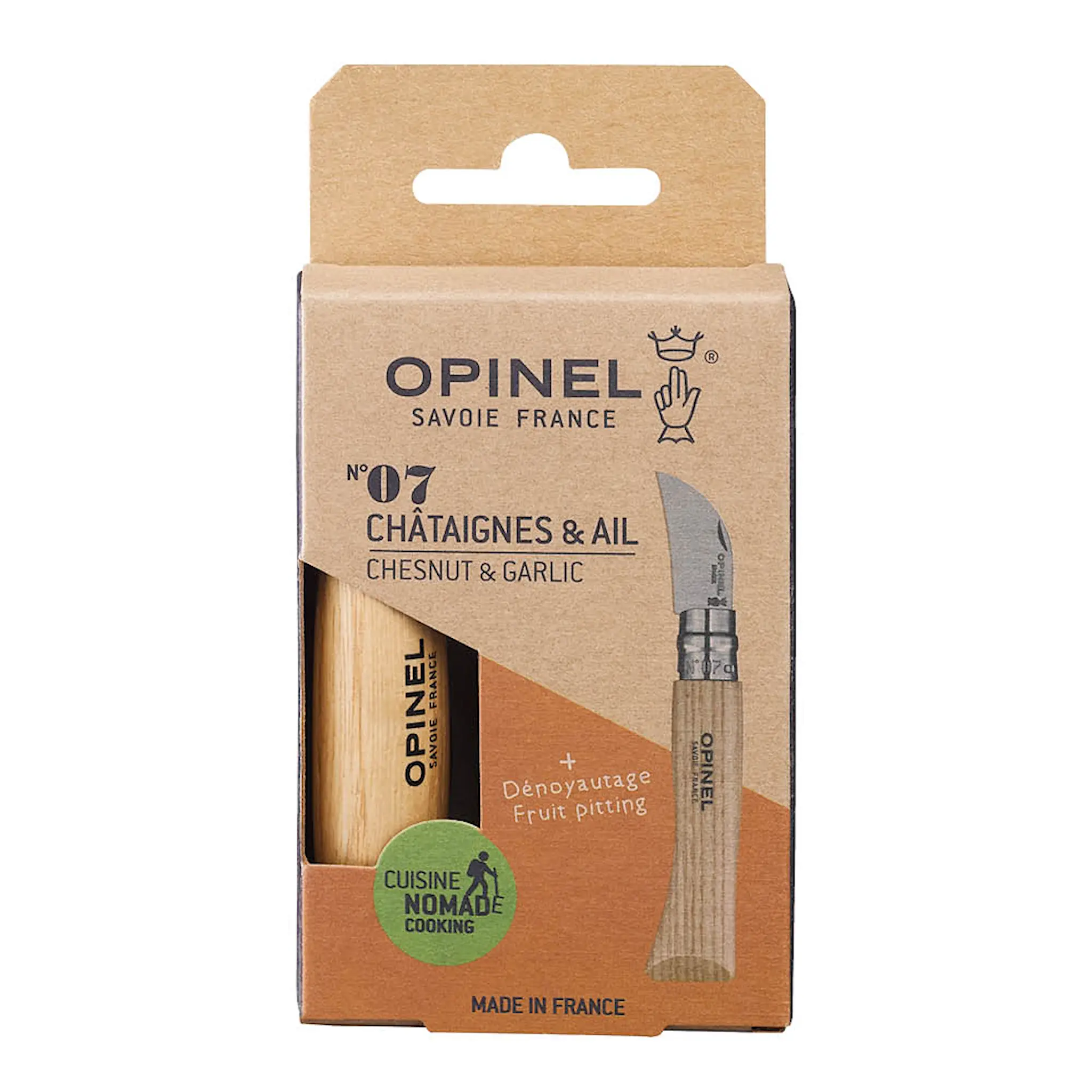 Opinel Nomad N07 kastanjekniv / vitlökskniv Kastanjeträ