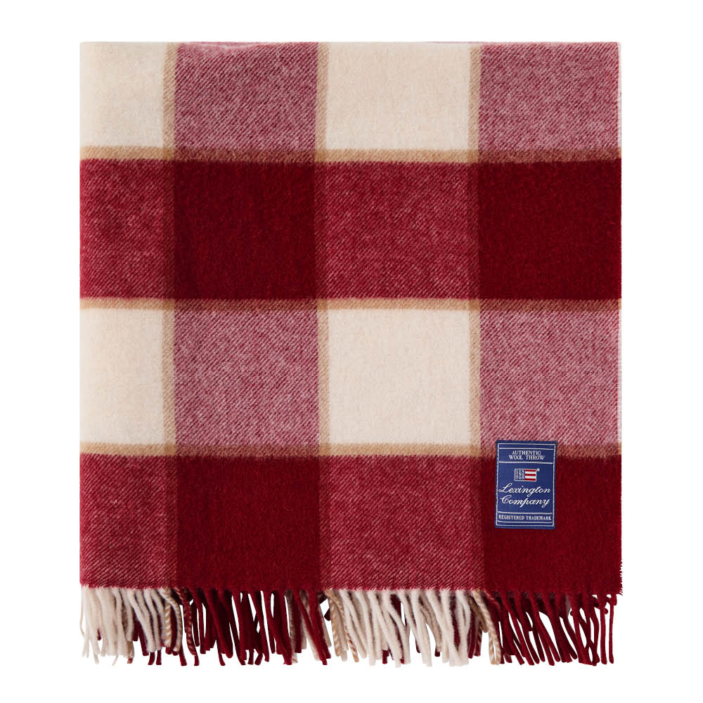 Lexington Ullpläd 130x170 cm rutig röd/ljusbeige/beige