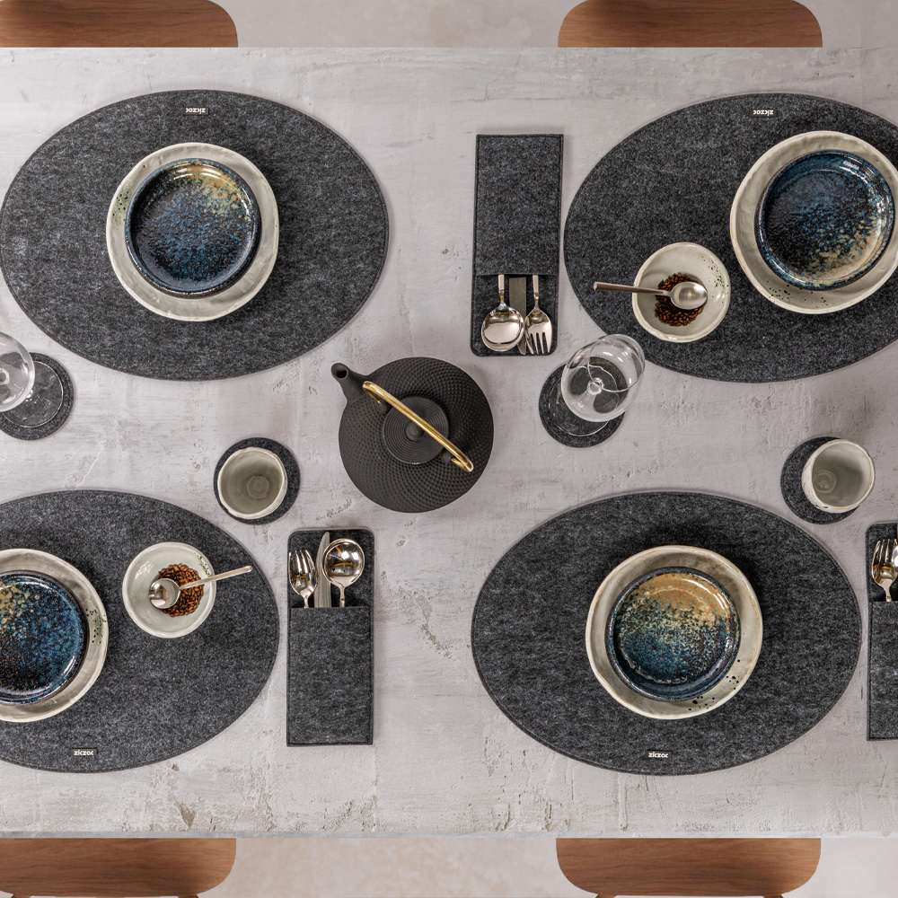 Ziczac Nuno Bordstablett Rund 45 cm Mörkgrå