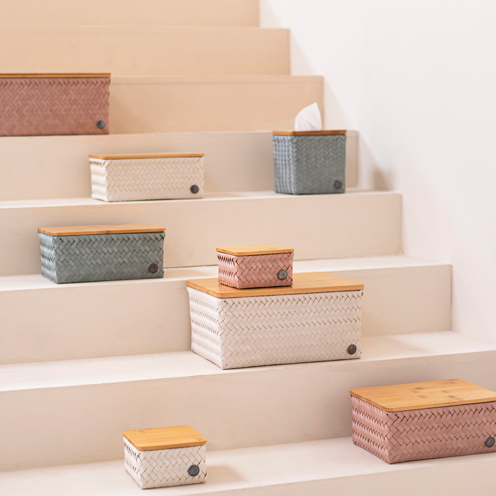 Handed By Top Fit Medium høy oppbevaringskurv m/lokk 24x18x11 cm eucalyptus