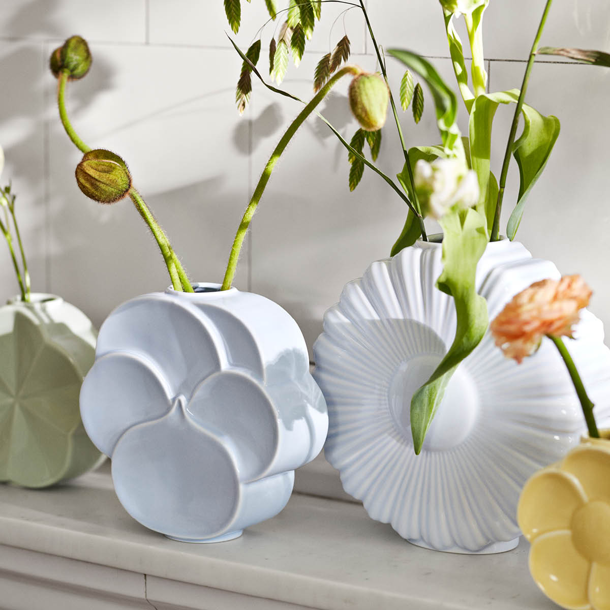 Lyngby Porcelæn Flower vas pensé 17 cm blå