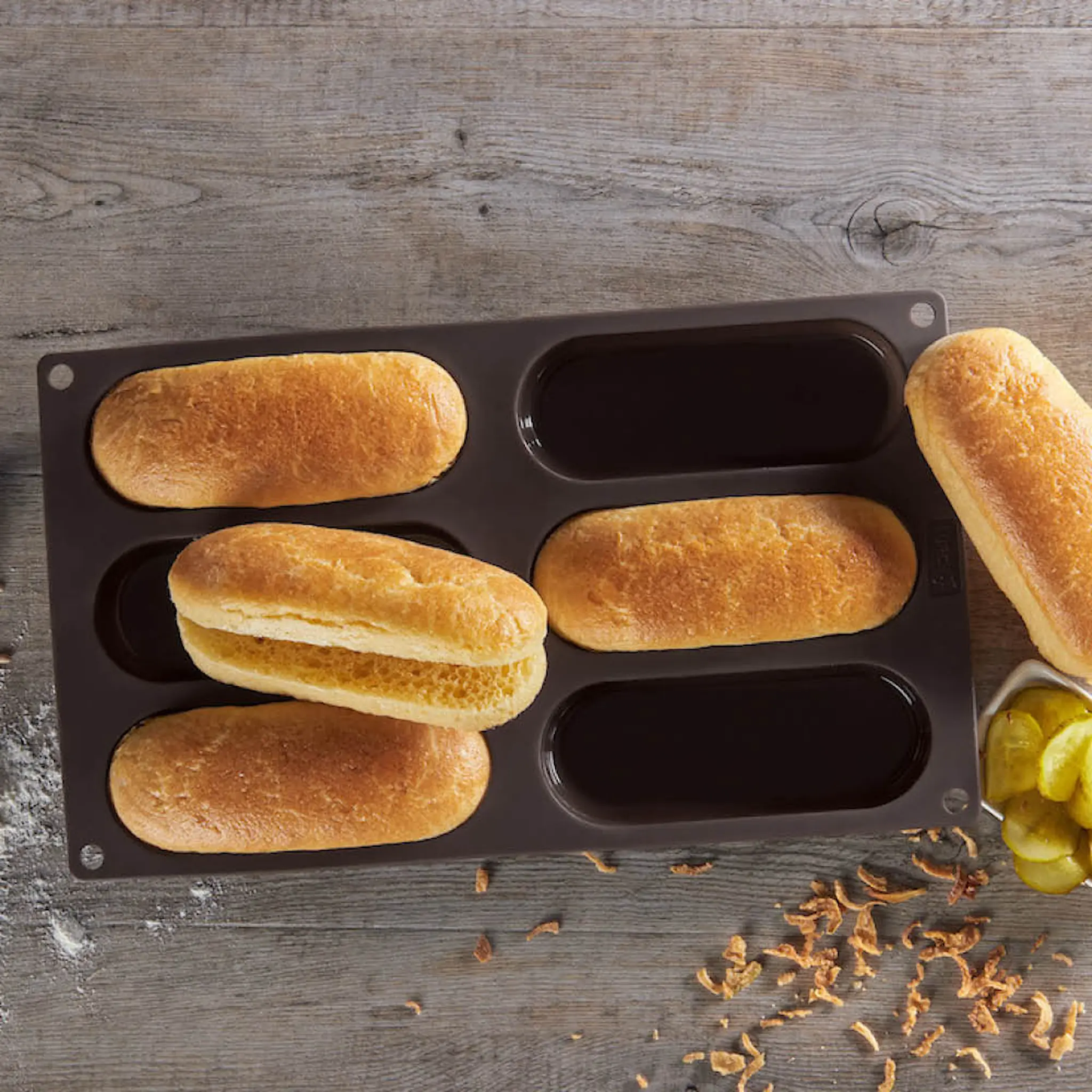 Lurch Flexiform Hotdog Buns bakform för 6-pack korvbröd