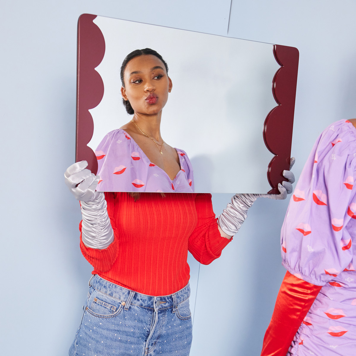 ByOn Bubbly speil 40x70 cm lite vinrød