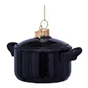 Wine & Dine julhänge i glas 6 cm Gryta svart