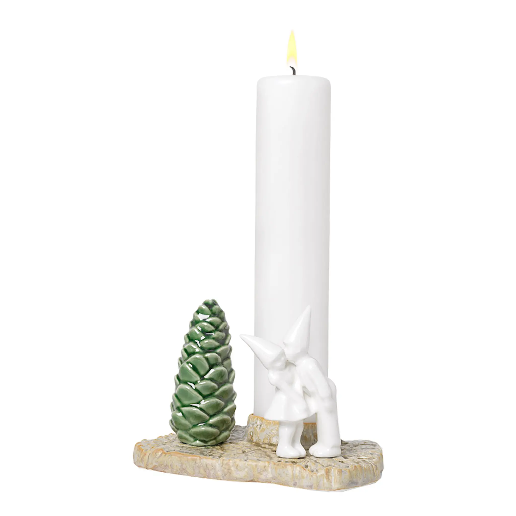 Kähler Christmas Tales Ljusstake Kiss 11,5 cm Vit/Grön