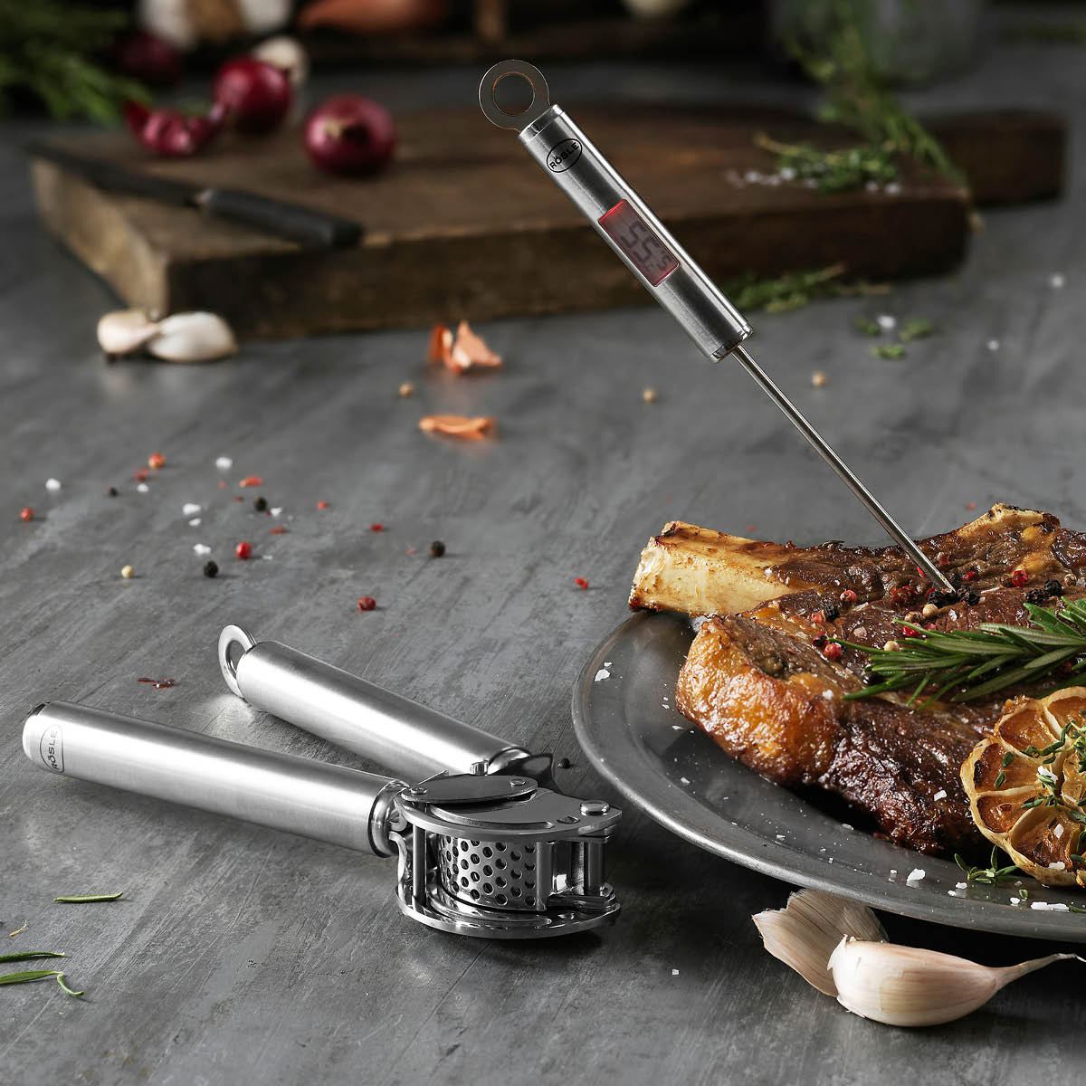 Rösle Hvitløkspresse stål 20 cm