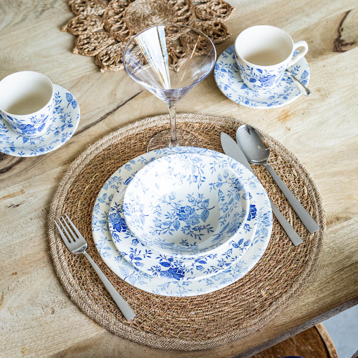 Ziczac Jute Pöytätabletti pyöreä 37 cm Beige