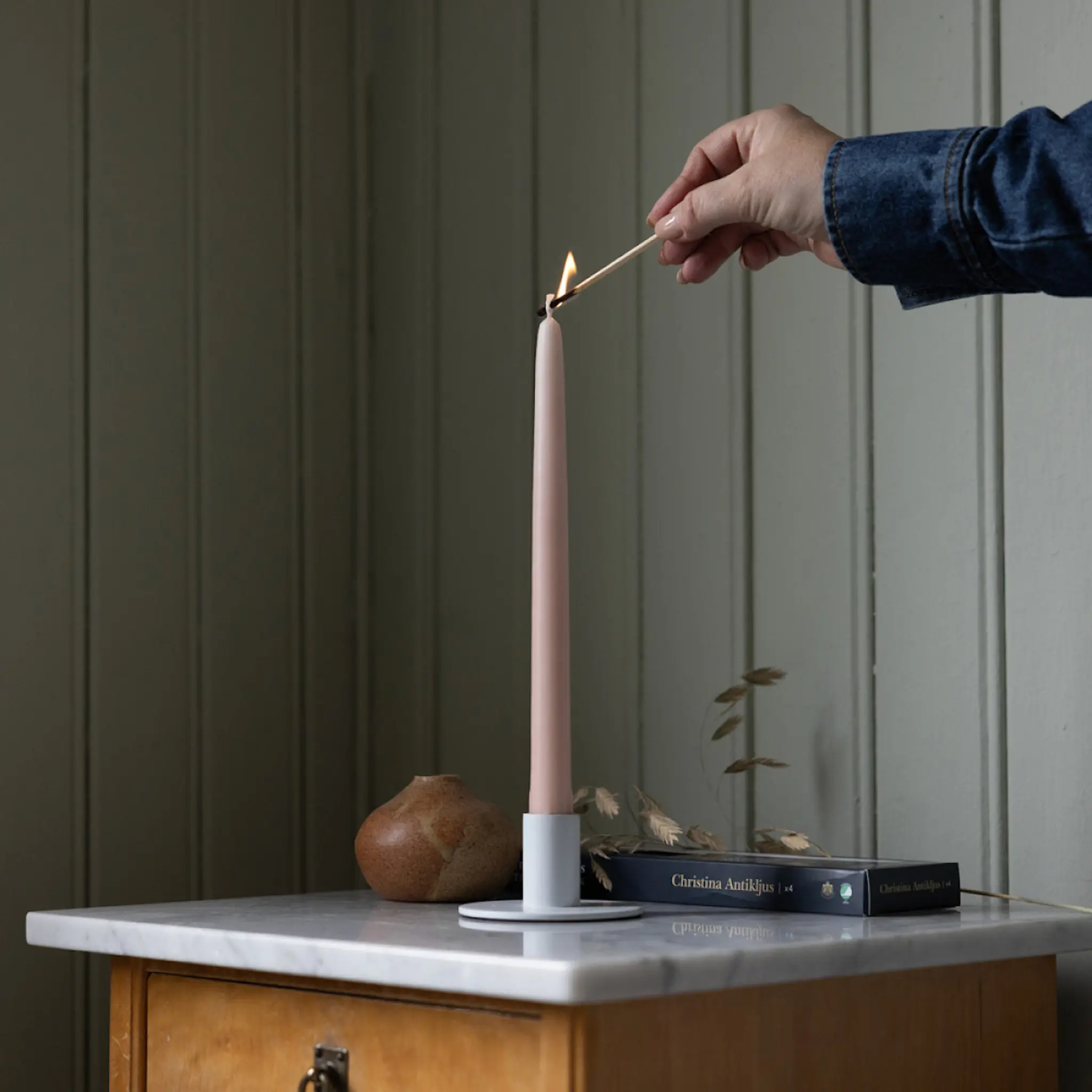 Liljeholmens Christina antikljus 26 cm 4-pack dimrosa