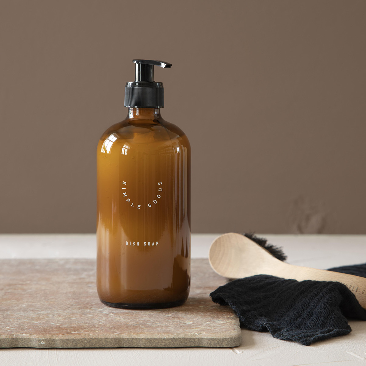 Simple Goods Empty glass bottle tom såpedispenser 500 ml Dish Soap brun