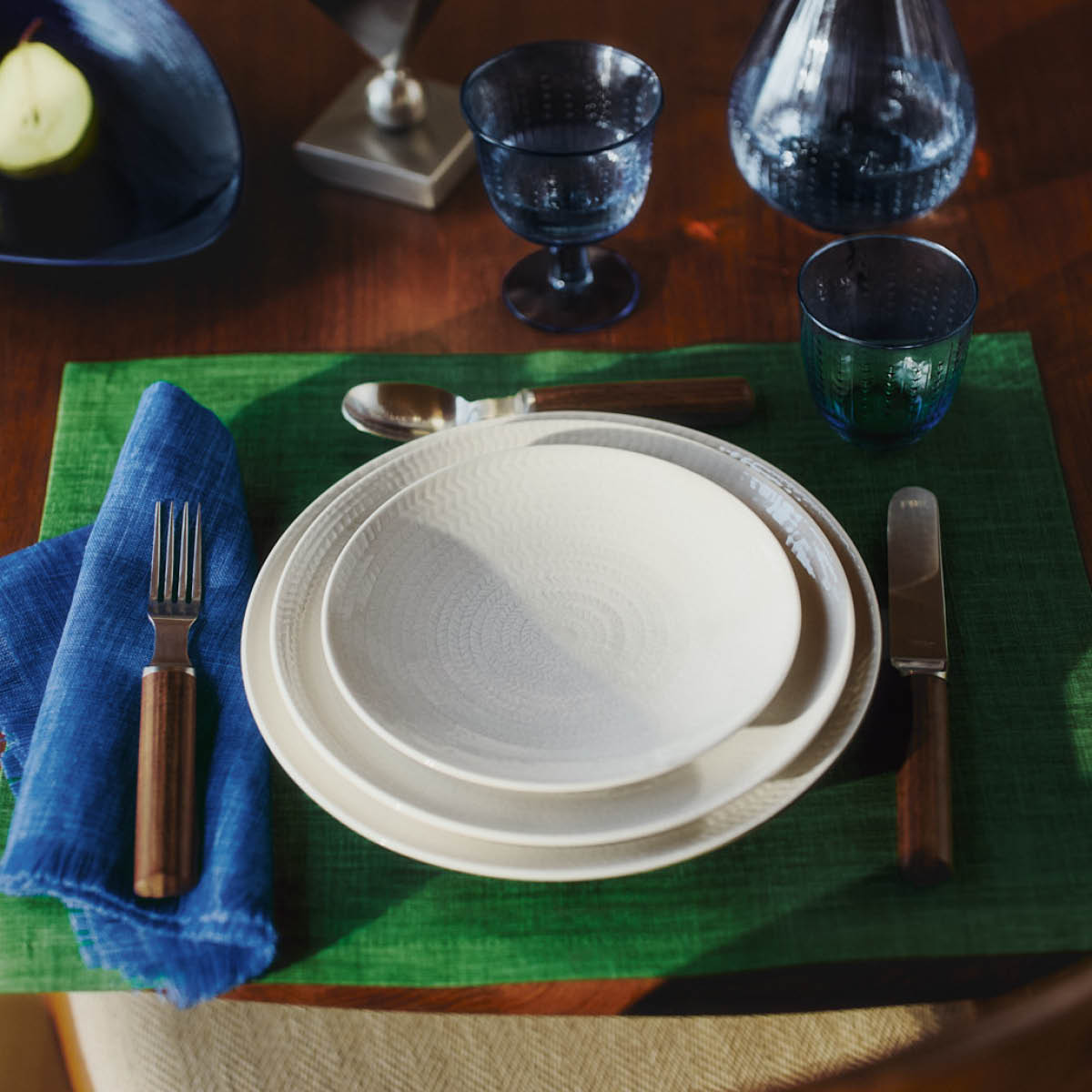 Rörstrand Blå Eld Lautanen 23 cm Valkoinen