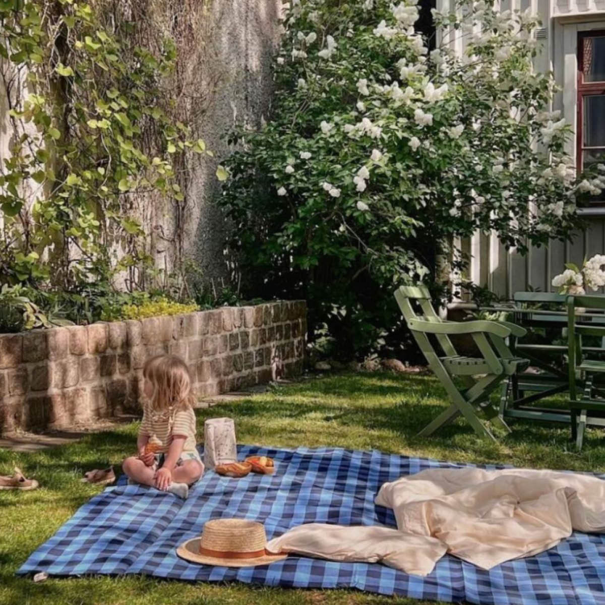 Midnatt Gingham överkast 260x260 cm blå