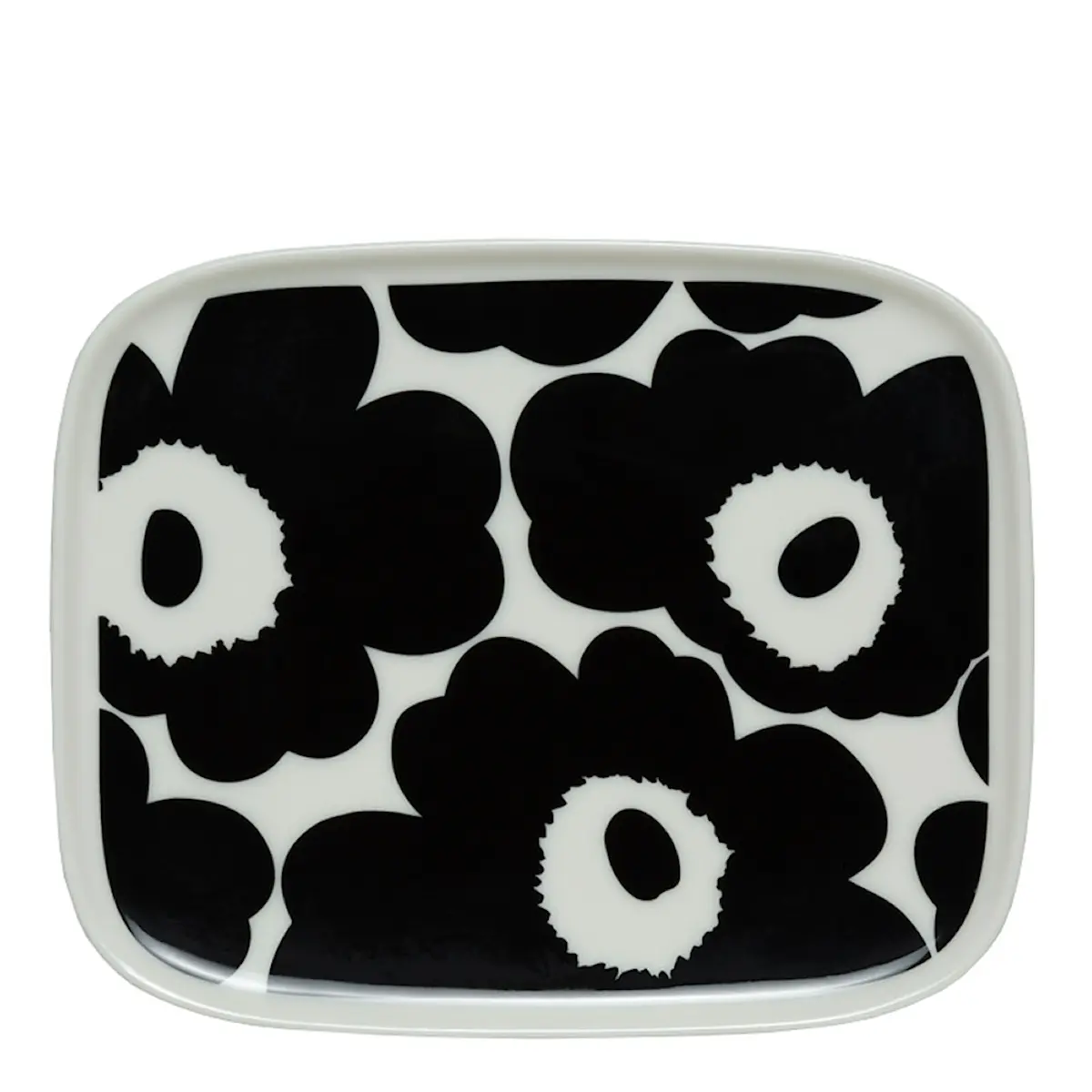 Marimekko Oiva Unikko assiett 15x12 cm vit