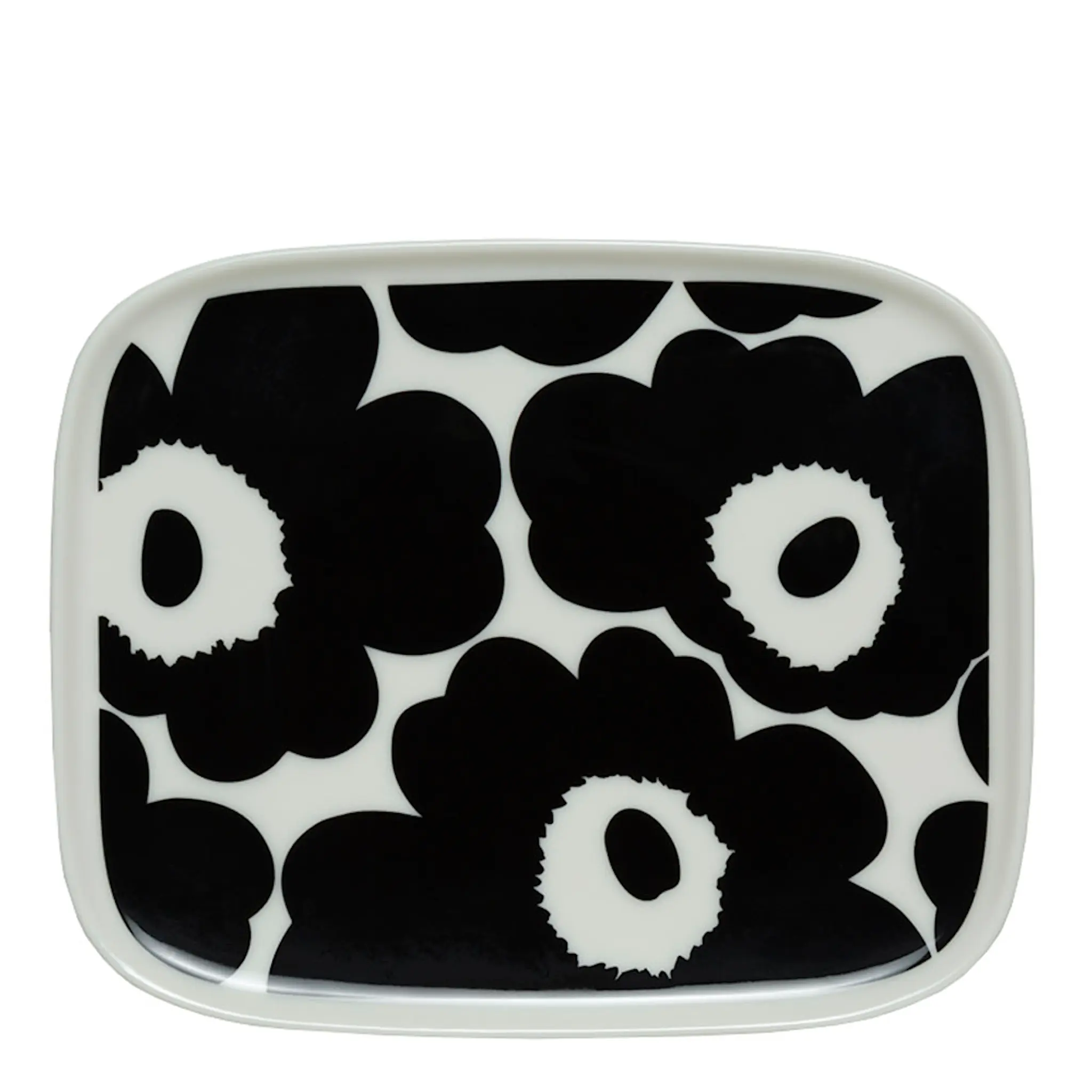 Marimekko Unikko Tallrik 12x15 cm Svart/Vit