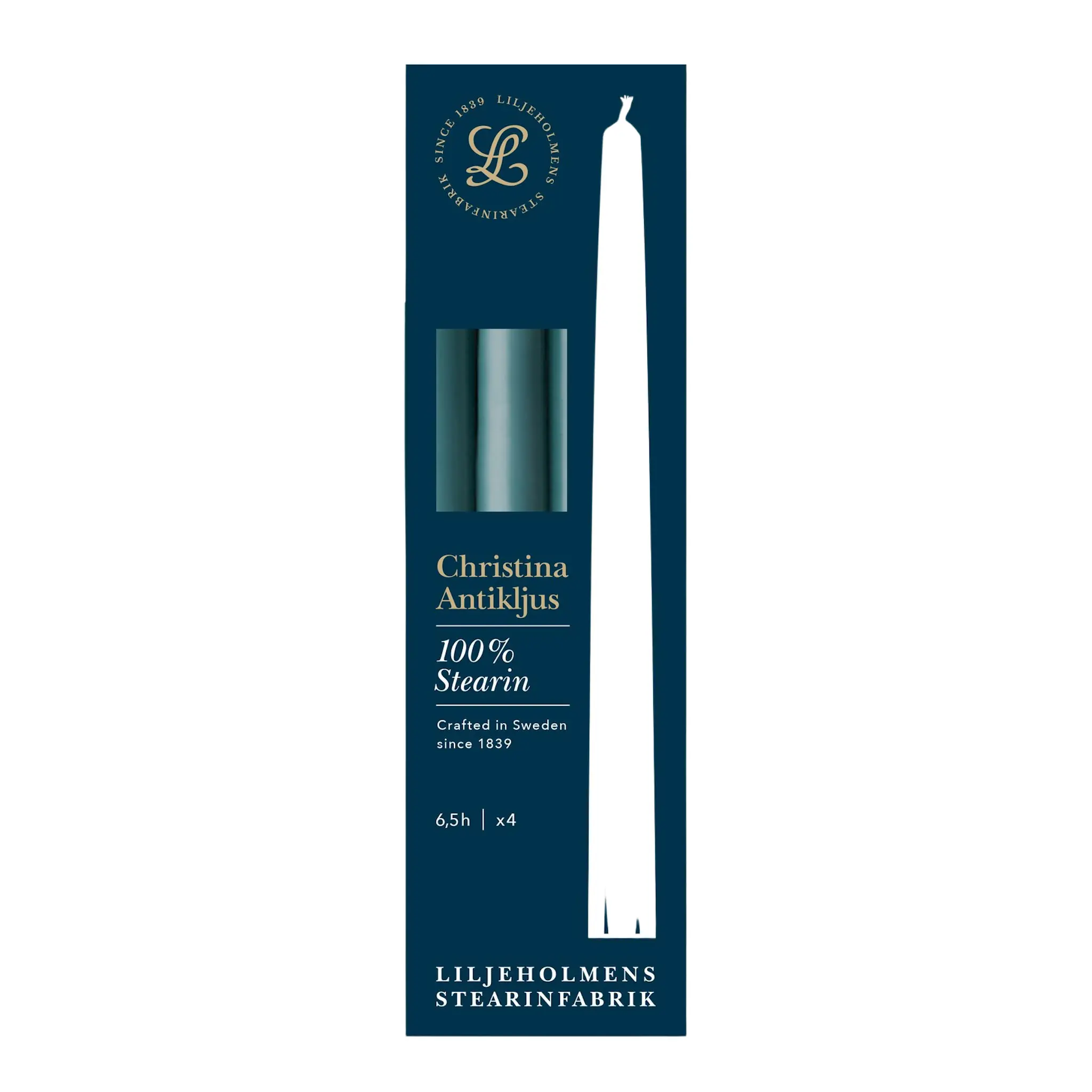 Liljeholmens Christina antikljus 26 cm 4-pack teal