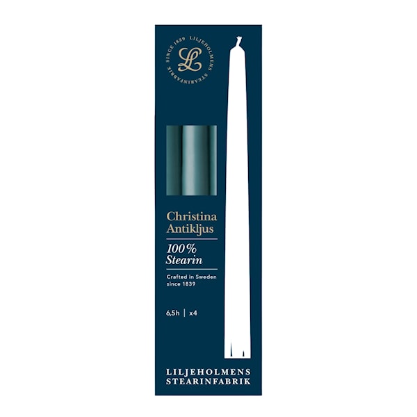 Christina antikljus 26 cm 4-pack teal