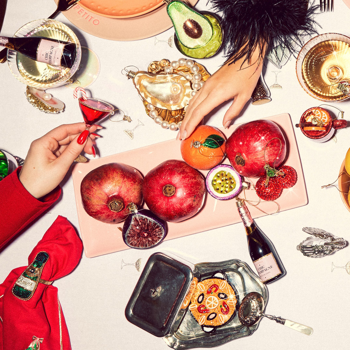 Vondels CocktailClub julhänge i glas 9 cm Julcocktail röd