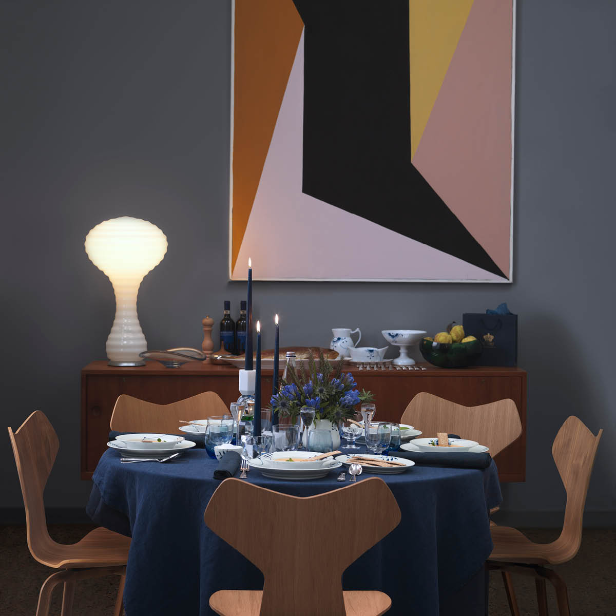 Royal Copenhagen Blå Mega Riflet kanne 0,9L