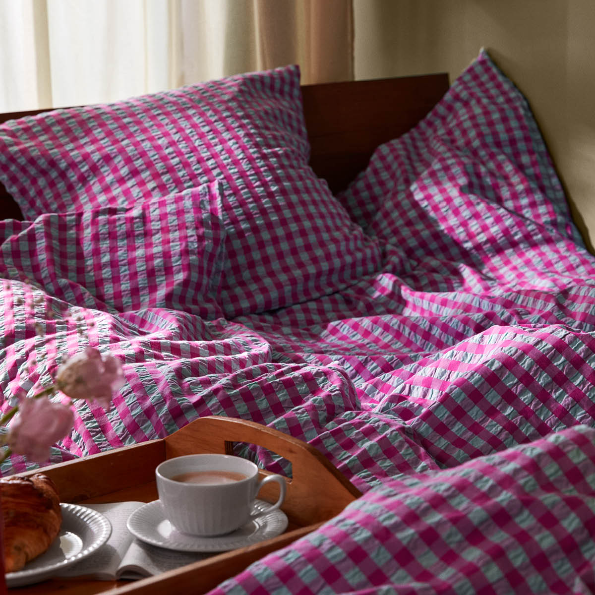 Juna Bæk&Bølge påslakanset 220x220 cm fuchsia/mint