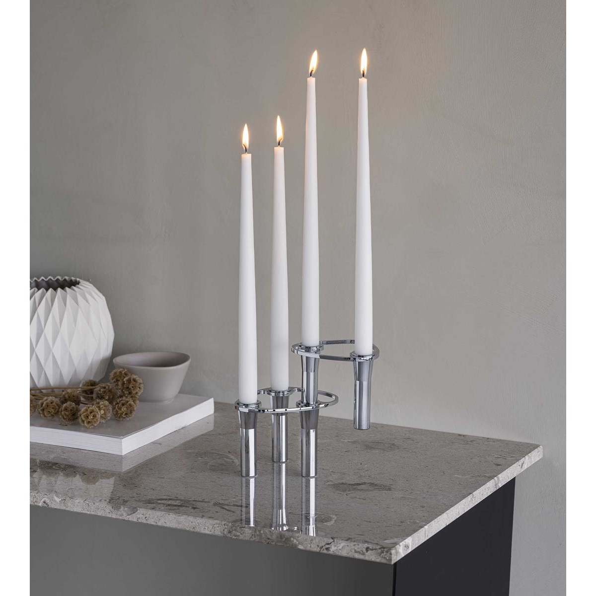 LIND DNA Curve Double Kynttilänjalka 9,9 cm Kromi