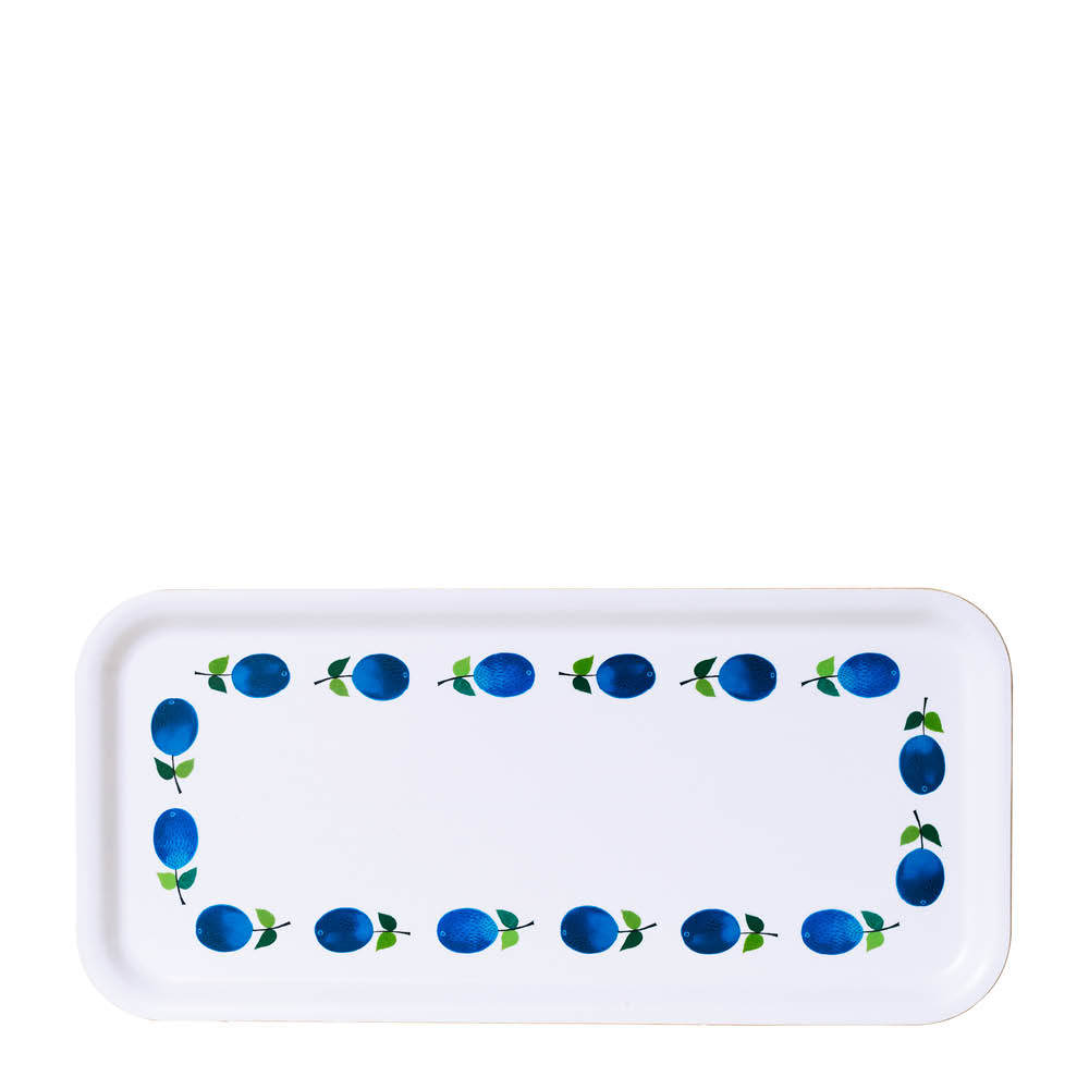 Stig L Prunus bricka rektangulär 32x15 cm blå