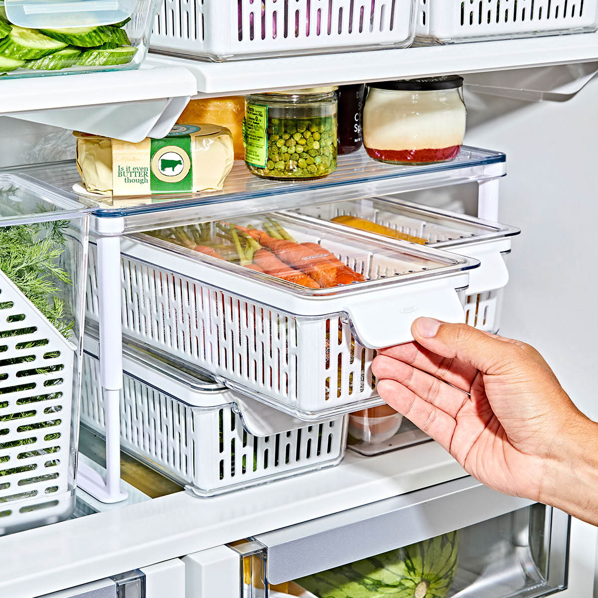Oxo Förvaringslåda för kylskåp 37x9,5 cm klar/vit