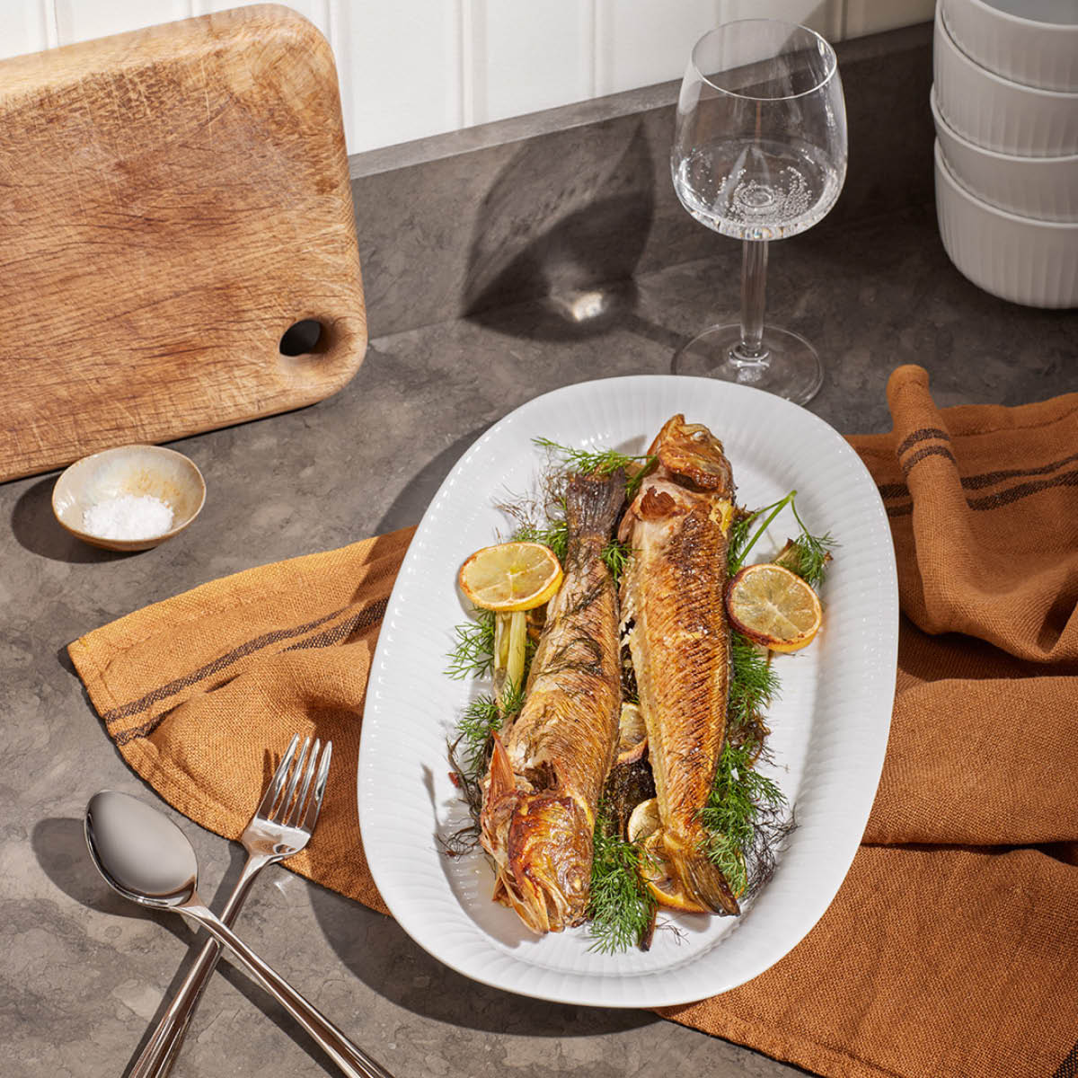 Kähler Hammershøi Oval serveringsfat 40x22,5 cm Vit