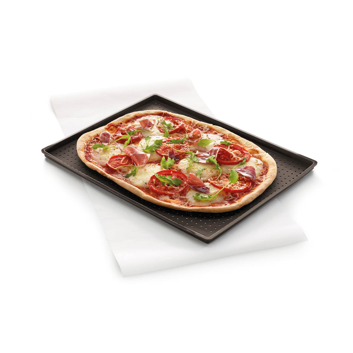 Lékué Pizzamatta för krispig botten rektangulär 40x30 cm brun