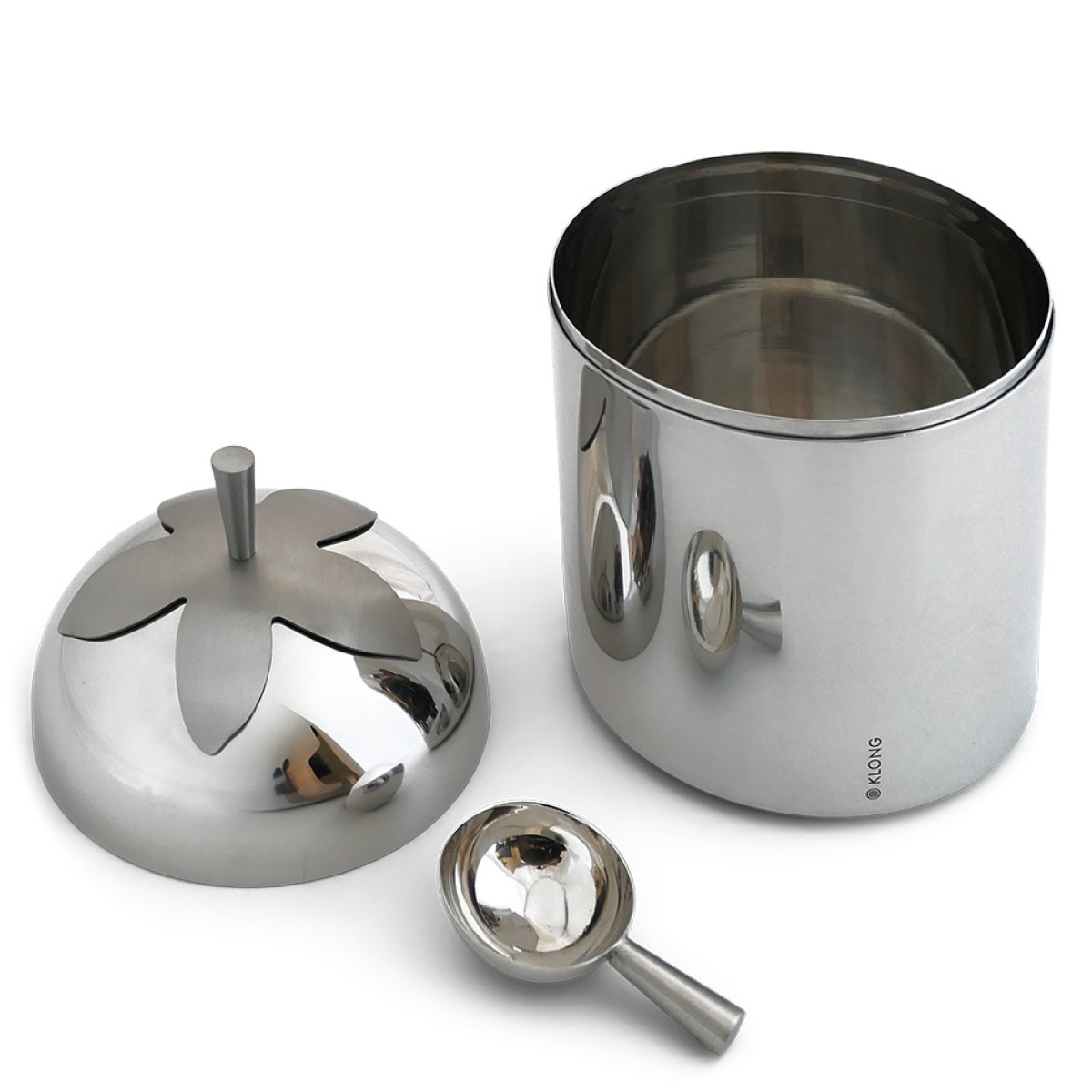 Klong Blad te-och kaffeburkar stor stål