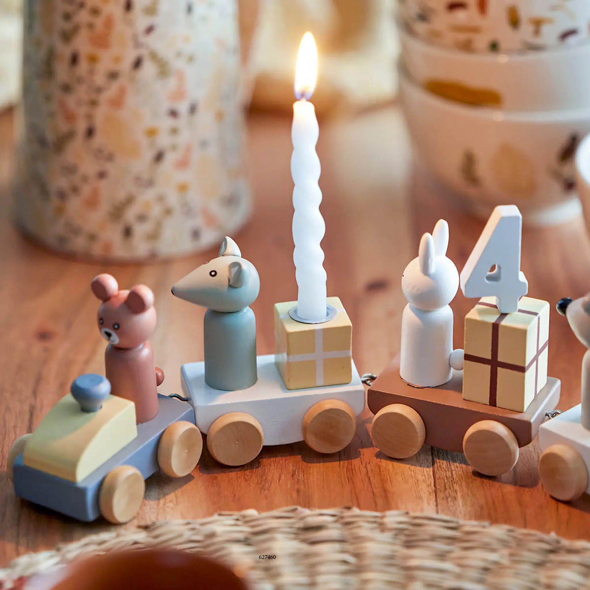 Bloomingville MINI Junaid födelsedagståg 38 cm blå/brun