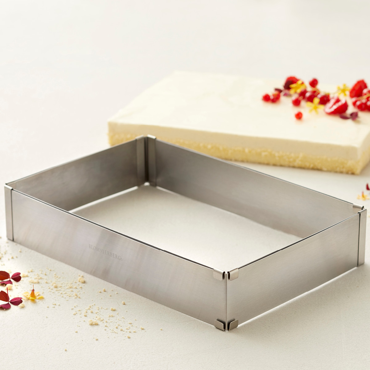 Blomsterberg Justerbar rektangulær kakeform 18x25x5 rustfritt stål