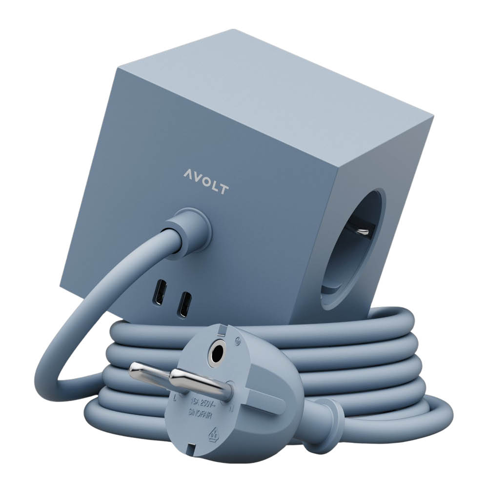 Avolt - Square 1 USB-C Jatkojohto 3 m Shark Blue