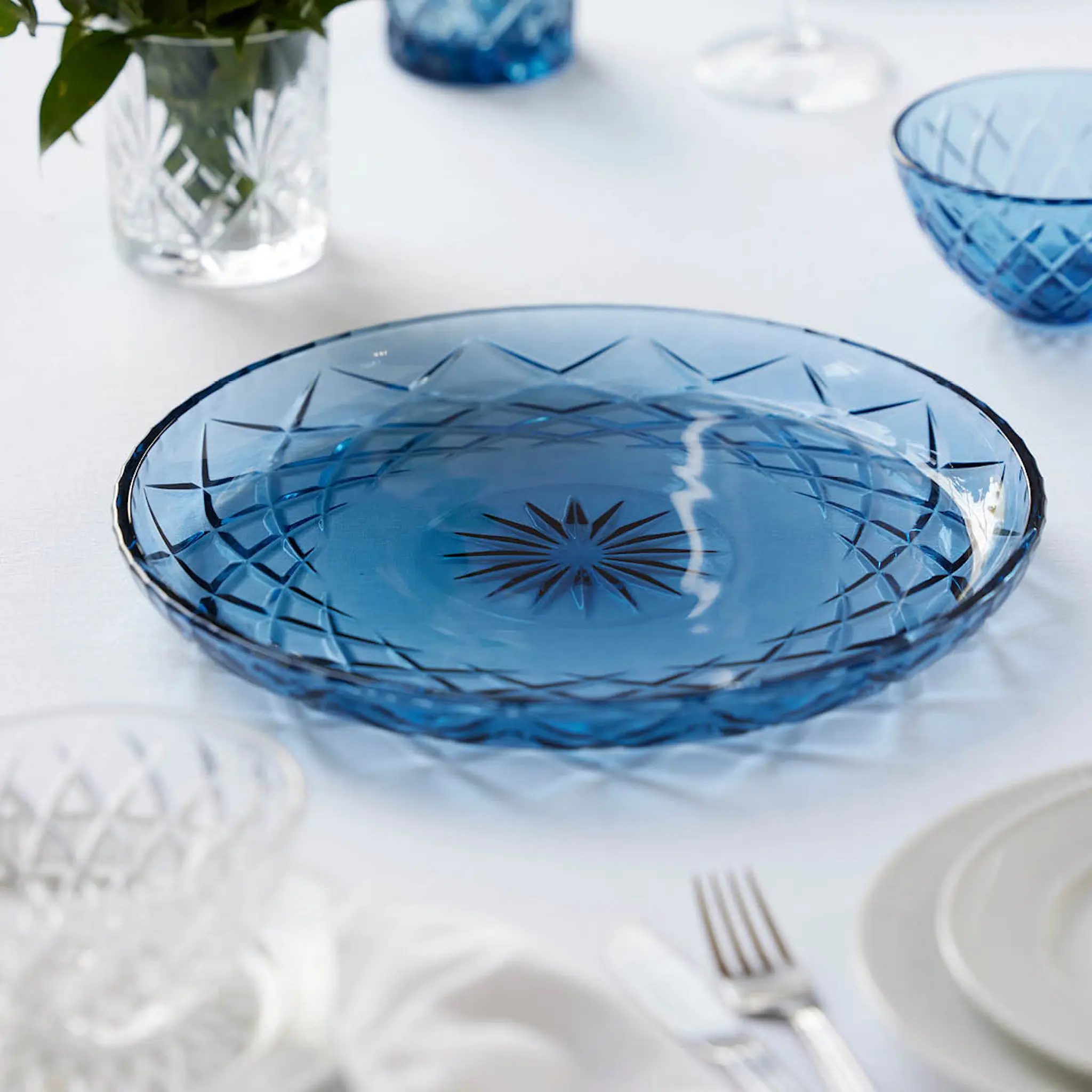 Lyngby Glas Sorrento Fat Glas 30 cm Blå