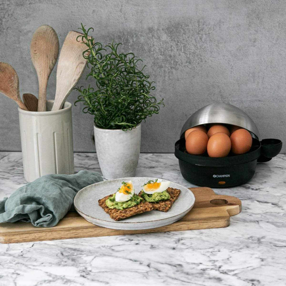 CHAMPION Eggkoker 7 egg rustfritt stål