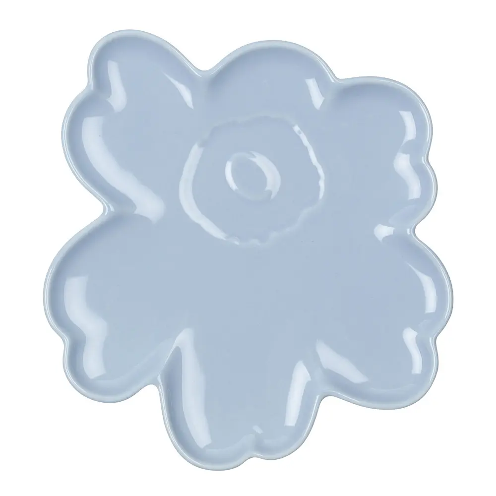 Unikko asjett 20 cm blomsterform blå