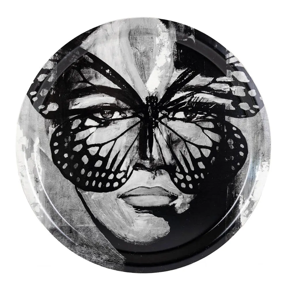 Golden Butterfly Tarjotin 31 cm Mustavalkoinen