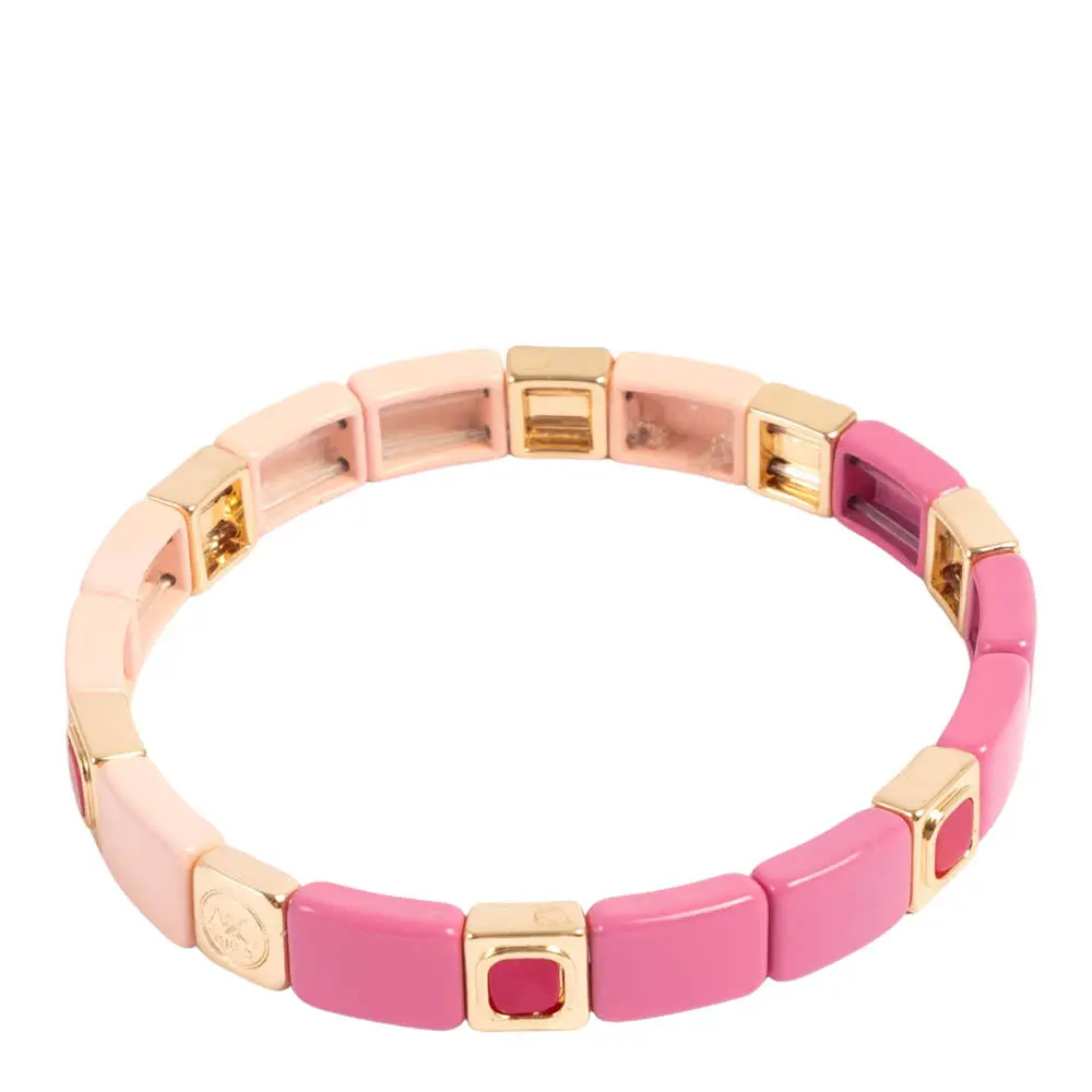 Enamel Tiles Stone Line armbånd rosa/gull