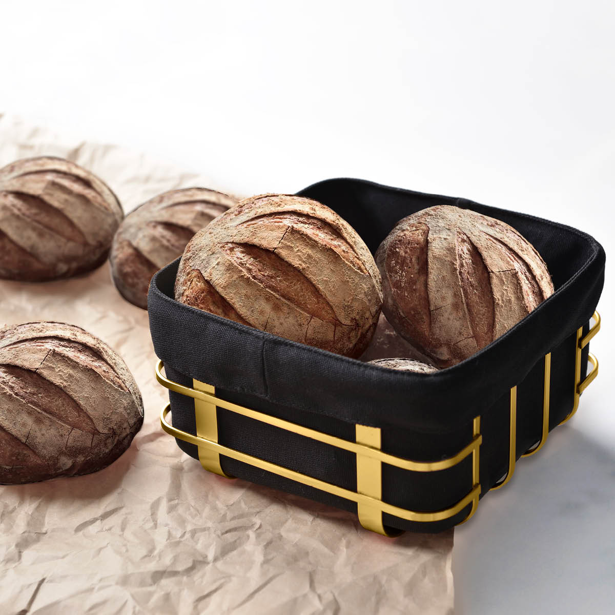 Modern House Vintri Brödkorg 19x19 cm Guld/Svart