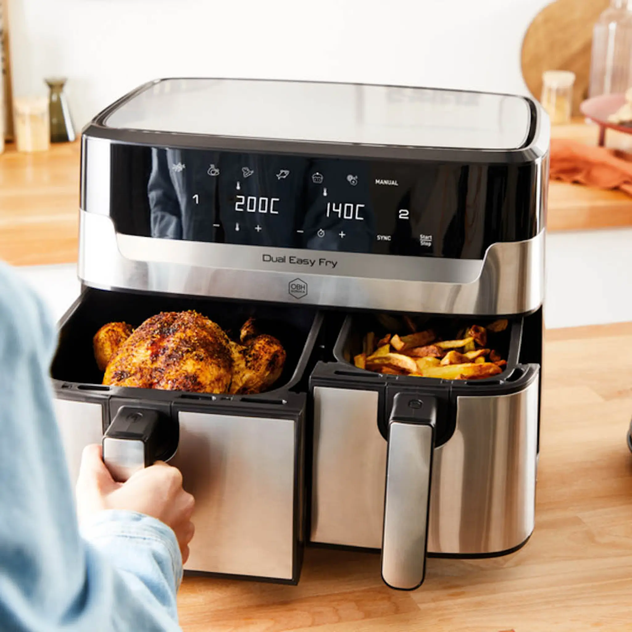 OBH Nordica Dual Easy Fry & Grill airfryer 5,2/3,1 L silver