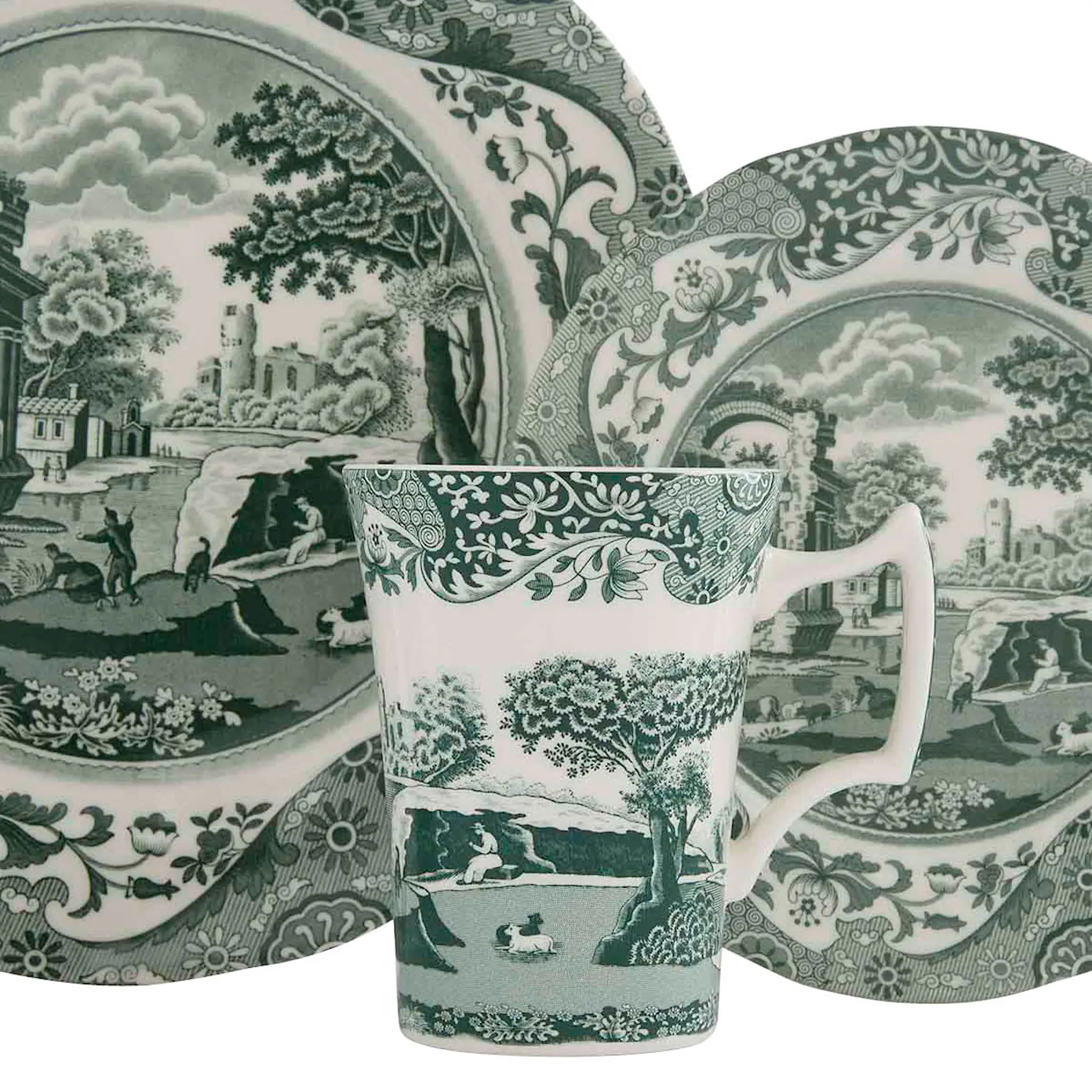 Spode Heritage Green Italian servis set 12 delar grön/vit