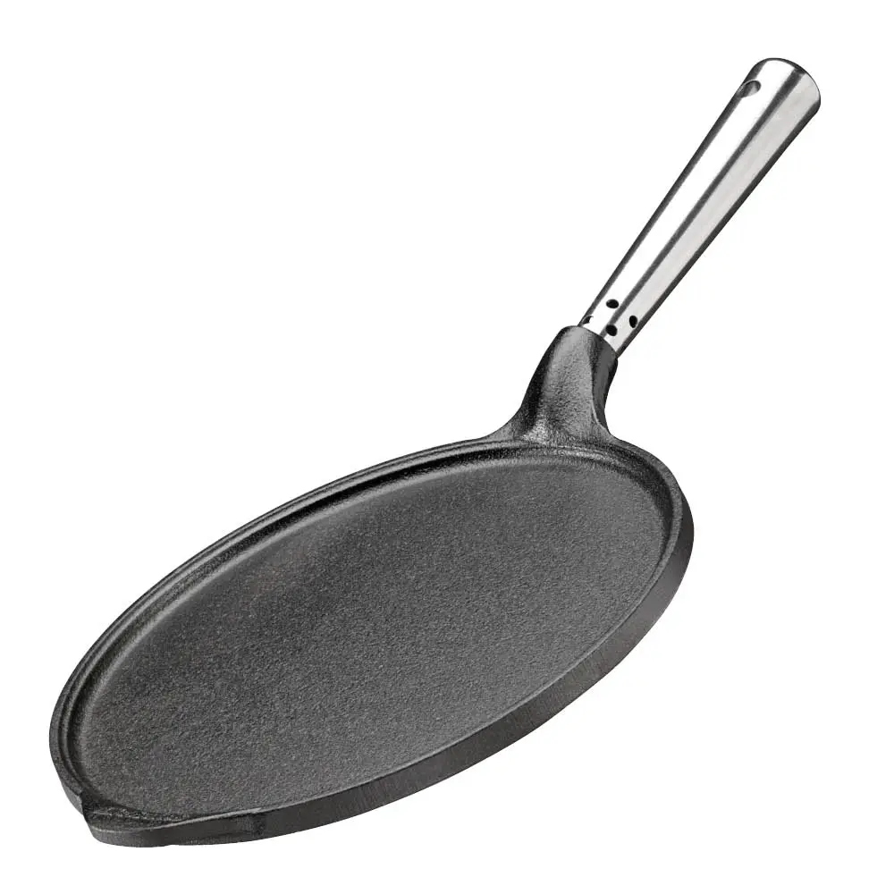 Professional pannekakepanne med rustfritt stål håndtak 23 cm støpejern