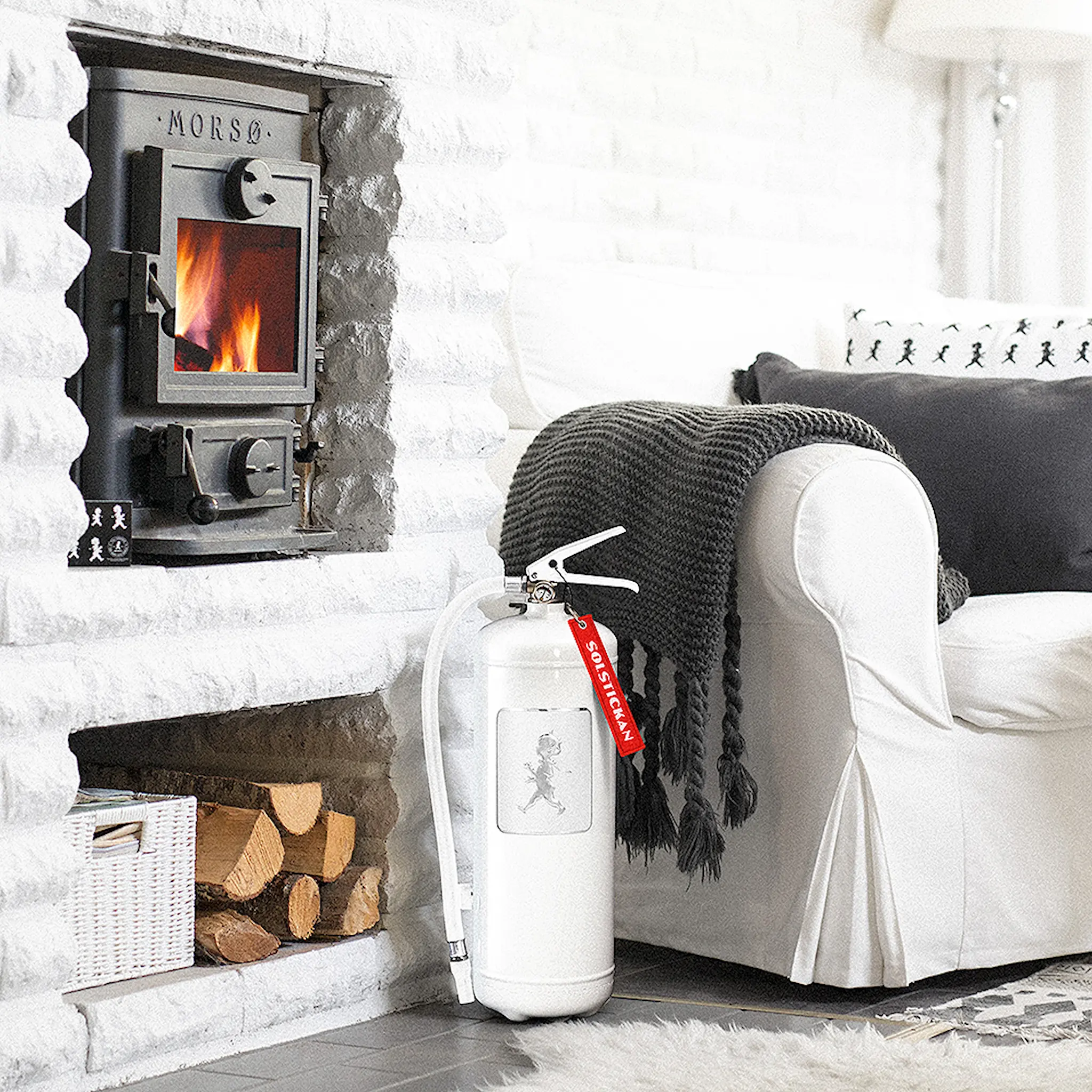 SOLSTICKAN Brandsläckare 6 kg Vit/Vit emblem