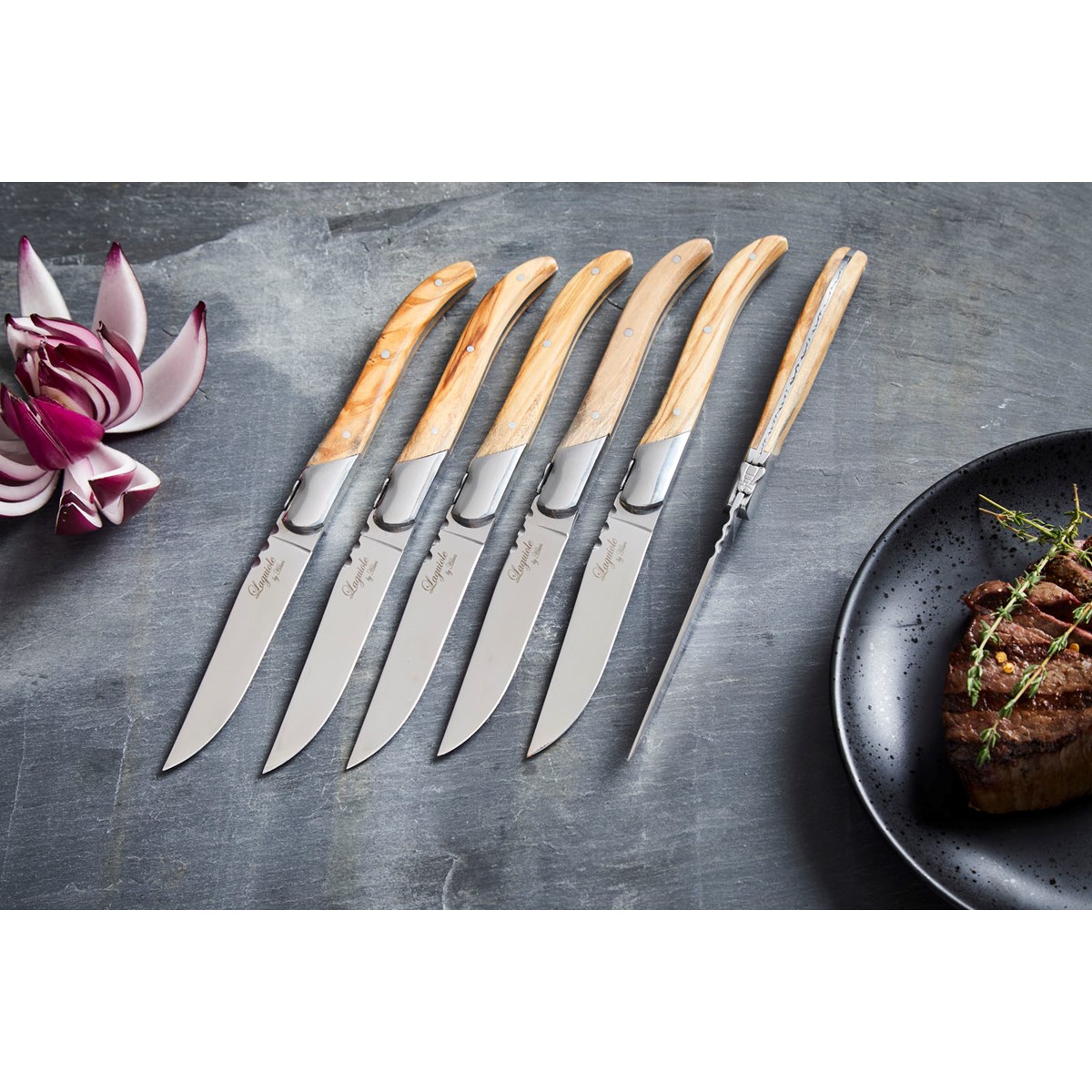 Laguiole by Hâws Biffkniv 6 deler oliventre