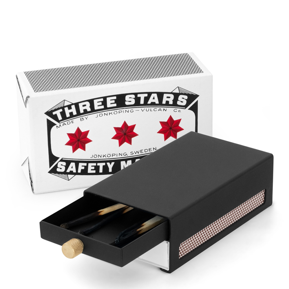 SOLSTICKAN Three Stars Tulitikkukotelo iso Musta