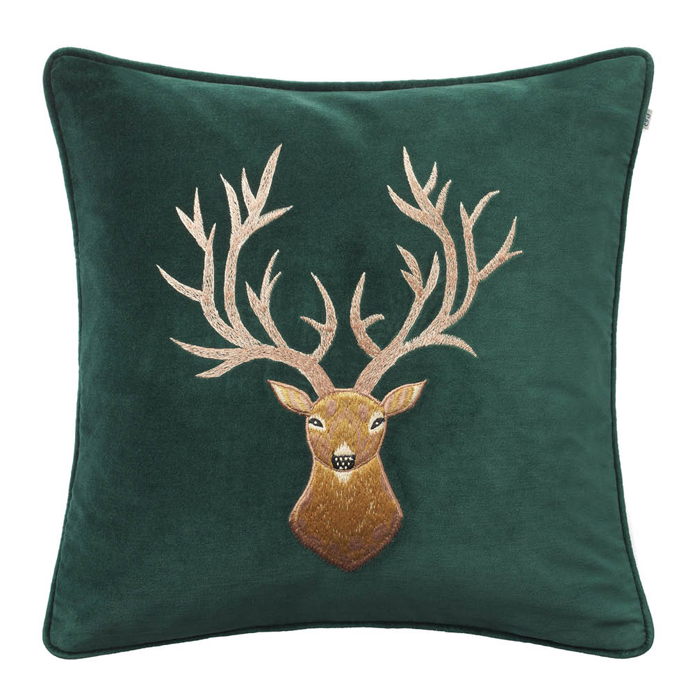 Chhatwal & Jonsson Reindeer kuddfodral sammet 50x50 cm Green