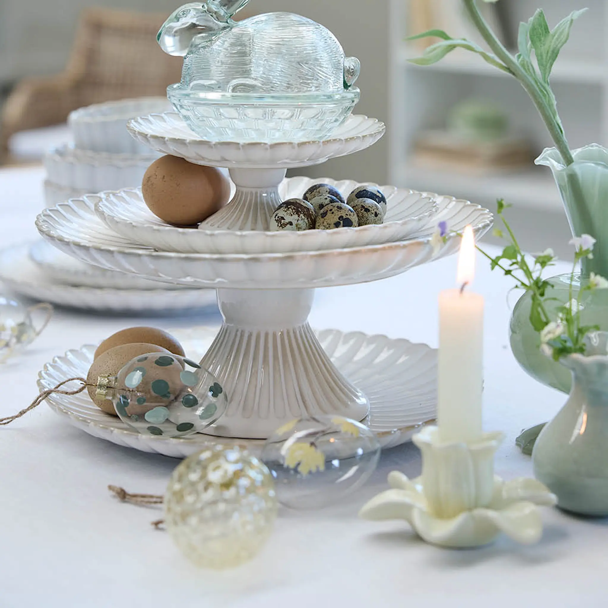 Lene Bjerre Deanne ljusstake blomma 5,6 cm offwhite